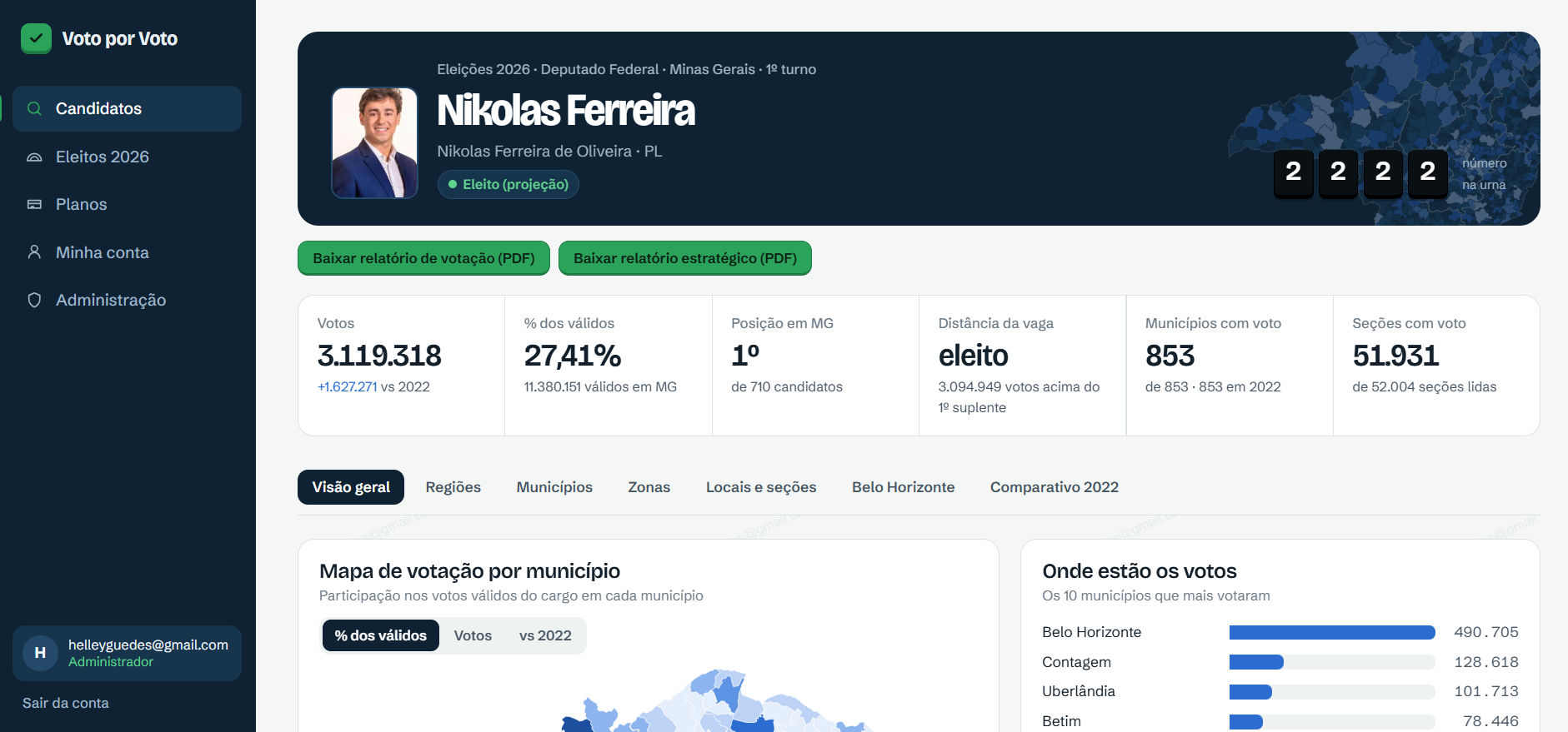 Mapa de Votação